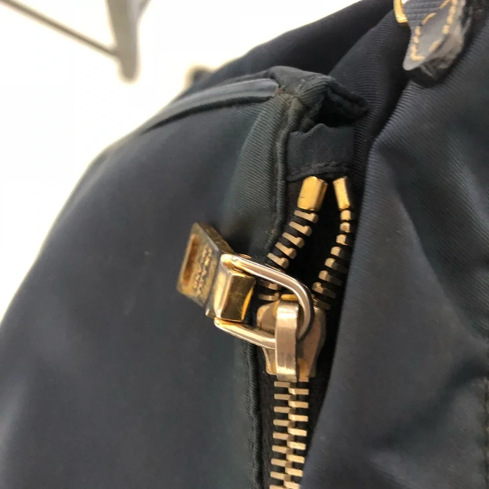 Prada Navy Blue Nylon Hobo with Gold Hardware